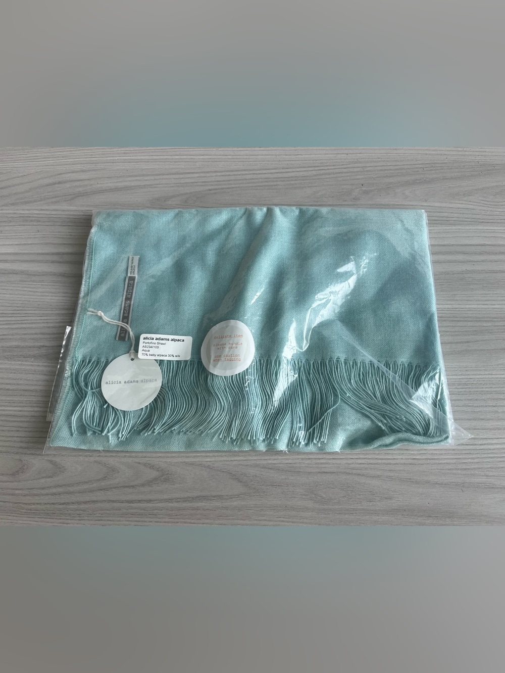 Alicia Adams Alpaca Portofino Shawl Aqua Baby Alpaca Silk Wrap